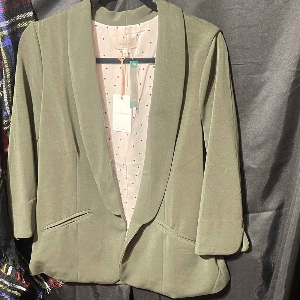 Skies are Blue Olive Green Women's Blazer